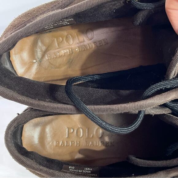 Polo Ralph Lauren Umar Dark Brown Suede Leather Moc Toe Work Boots Mens 7 EUC - Picture 6 of 8